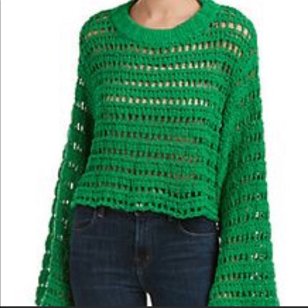 Free People Caught up crochet sweater Kelly green - Picture 3 of 4